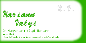 mariann valyi business card